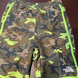 The North Face Boys' Camouflage Shorts with Neon Highlights